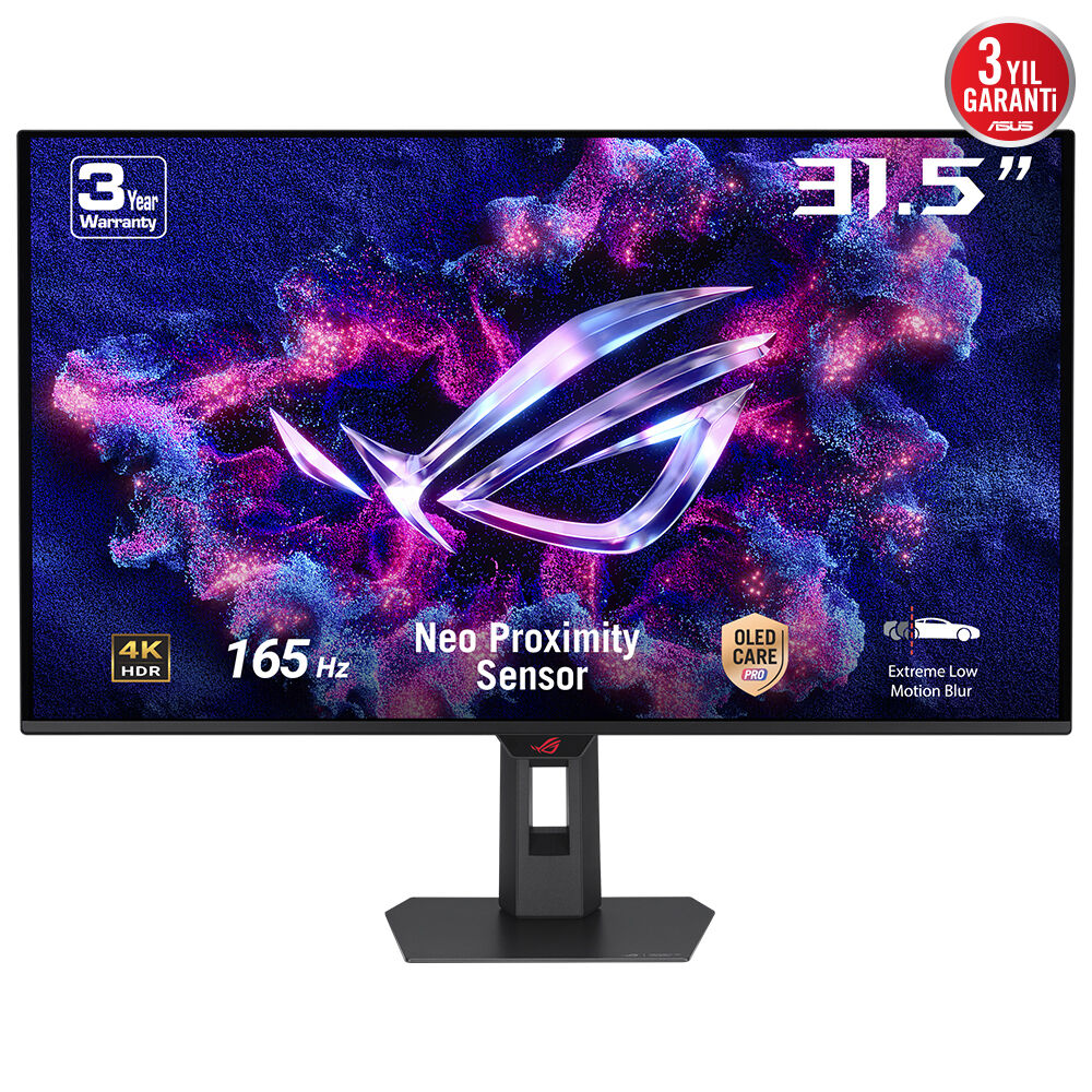 ASUS ROG STRIX XG32UCDS 31.5 QD-OLED 3840x2160 0.03ms 165Hz 1000cd DP HDMI USB-C YOK VESA 3YIL ELMB  HDR 400 True Black  YÜKSEKLİK AYARLI  YAKINLIK SENSÖRÜ(NEO PROXIMITY SENSOR)  %99 DCI-P3 HDR USB-C PD15W MONİTÖR