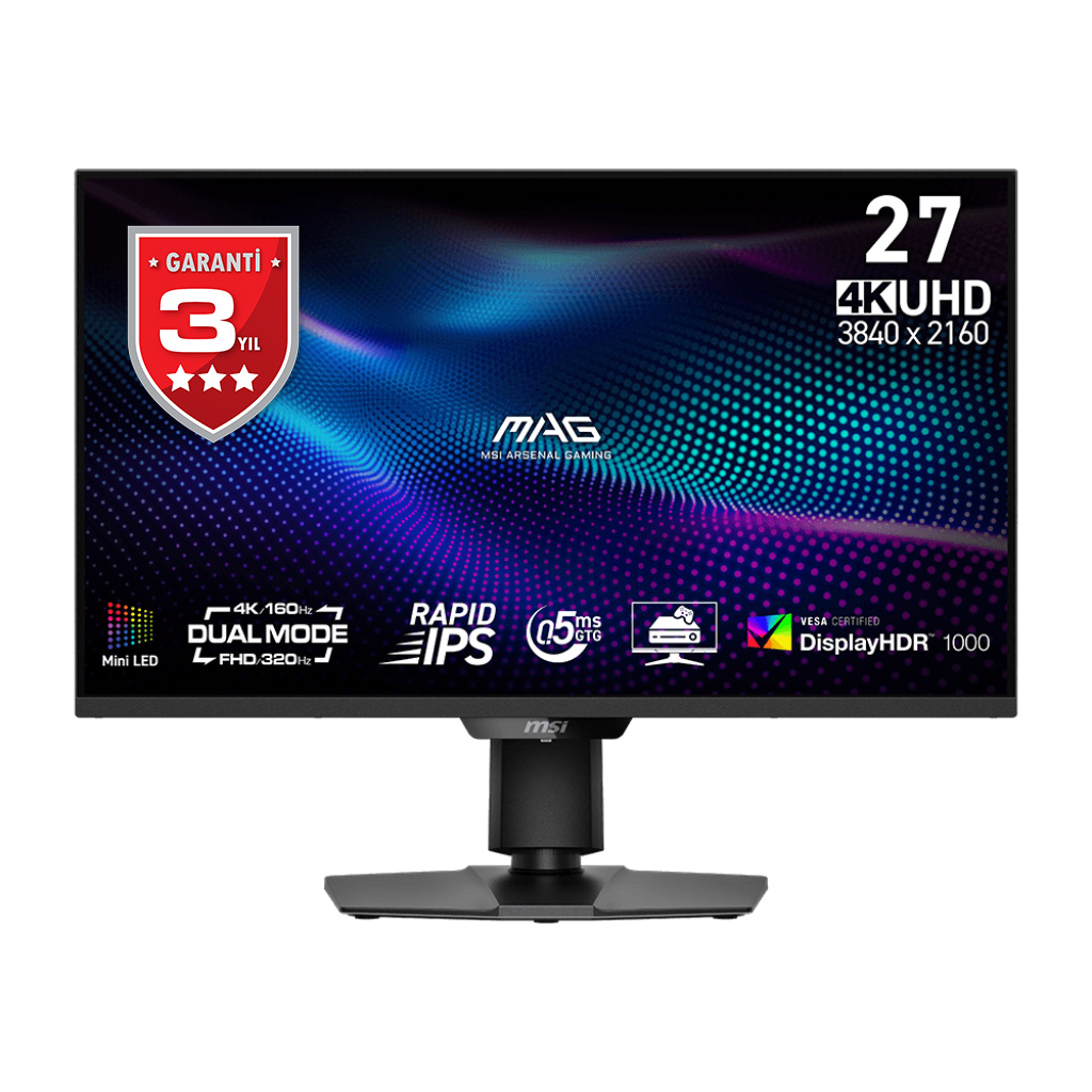 MSI 27 MAG 274UPDF E16M 3840x2160 (UHD) 16:9 FLAT RAPID IPS MINI LED 160HZ 0.5MS (Min) ADAPTIVE-SYNC PIVOT GAMING MONITOR