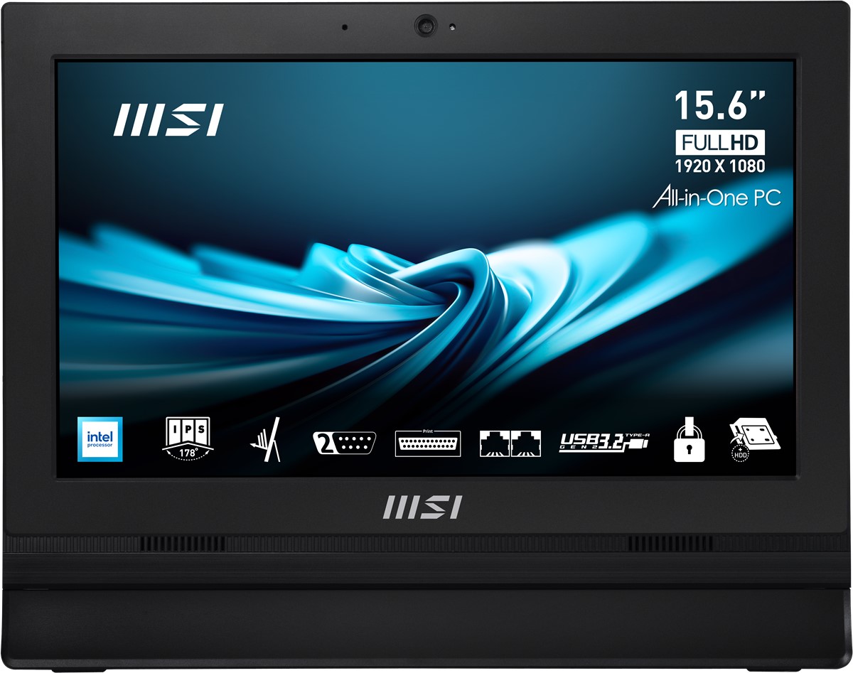 MSI PRO AP162T ADL-054EU 15.6 FHD INTEL N100 4GB DDR4 128GB SSD W11PRO DOKUNMATIK SIYAH AIO PC