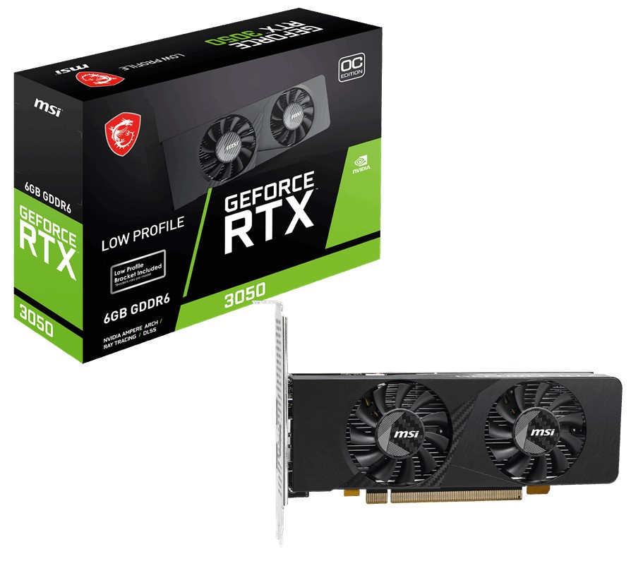 MSI VGA GEFORCE RTX 3050 LP E 6G OC RTX3050 6GB GDDR6 96B DX12 PCIE 4.0 X8 (1XDP 2XHDMI)
