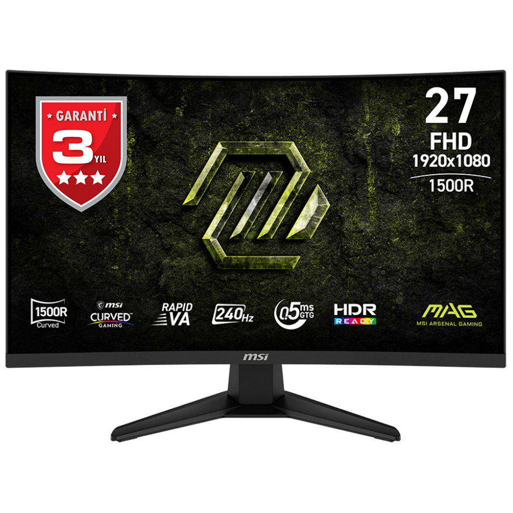 MSI 27 MAG 275CF X24 1920x1080 (FHD) 16:9 CURVE 1500R RAPID VA 240HZ 0.5MS (Min.) ADAPTIVE-SYNC GAMING MONITOR