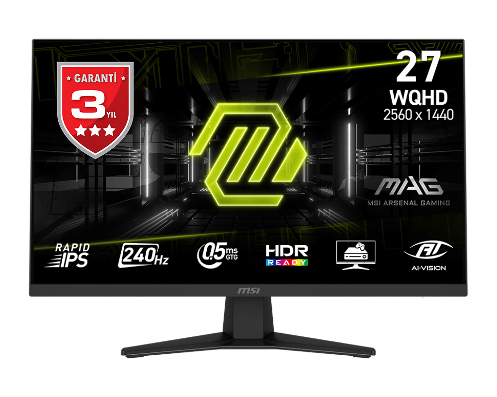 MSI 27 MAG 274QF X24 2560x1440 (WQHD) 16:9 FLAT RAPID IPS 240HZ 0.5MS (Min.) FREESYNC PREMIUM GAMING MONITOR