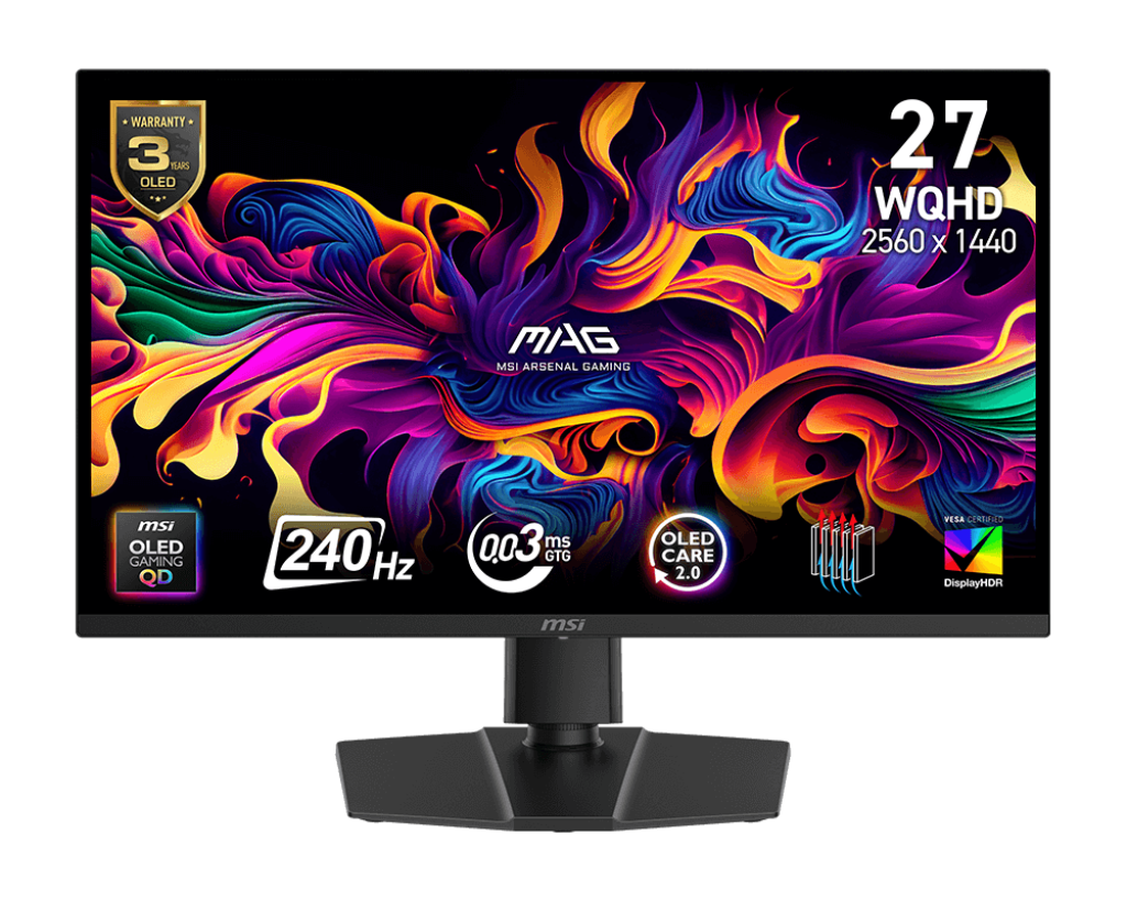 MSI 26.5 MAG 273QP QD-OLED X24 2560x1440 (WQHD) 16:9 FLAT QD-OLED 240HZ 0.03MS FREESYNC PREMIUM PRO GAMING MONITOR