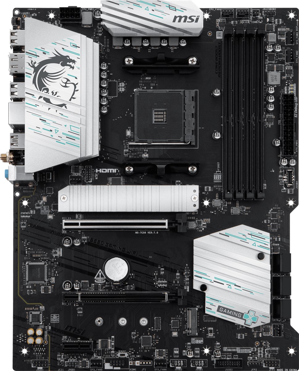 MSI B550 GAMING WIFI AM4 DDR4 4866(OC) HDMI DP 2x M.2 USB 10Gbps 1G LAN WIFI 5 ATX