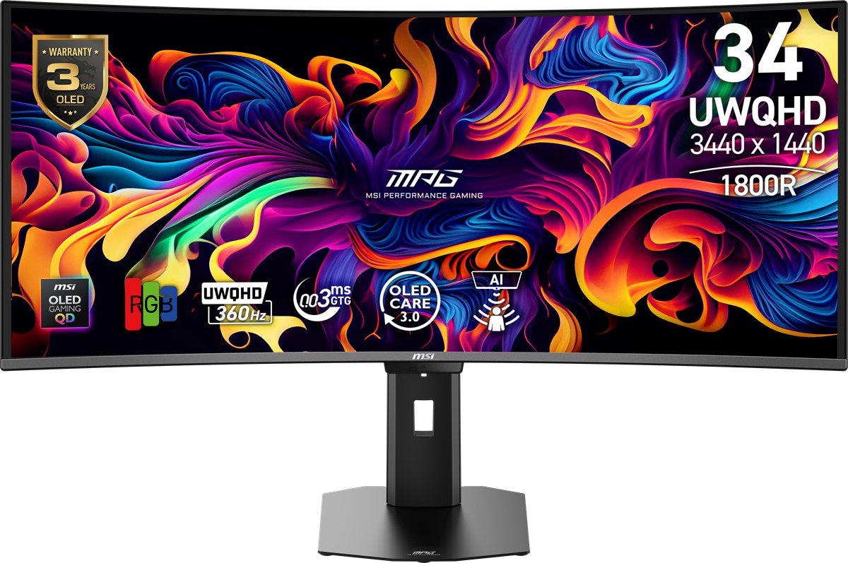 MSI 34 MPG 341CQR QD-OLED X36 3440x1440 (UWQHD) 21:9 CURVE 1800R QD-OLED 360HZ 0.03ms ADAPTIVE-SYNC GAMING MONITOR