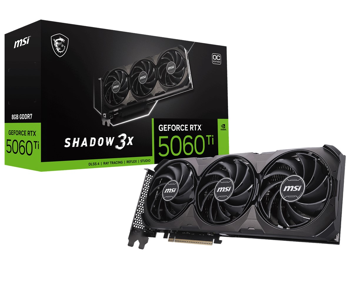 MSI VGA GEFORCE RTX 5060 TI 8G SHADOW 3X OC CLASSIC RTX5060TI 8GB GDDR7 128B DX12 PCIE 5.0 X16 (3XDP 1XHDMI)