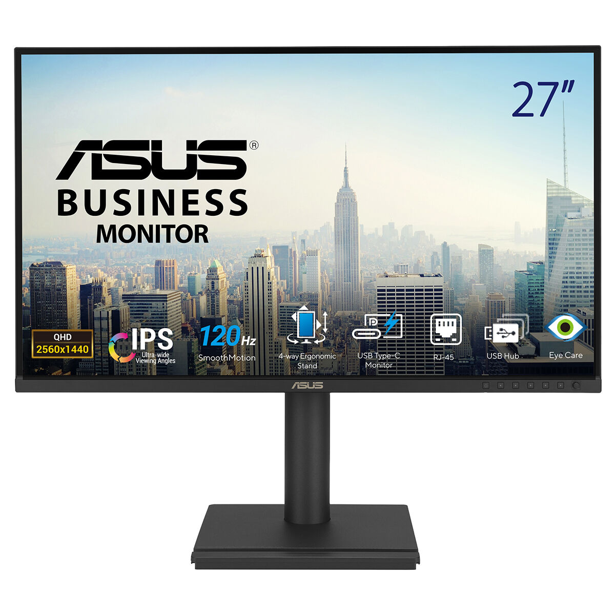 ASUS KURUMSAL BE27ACGN 27 IPS 2560x1440 5ms 120Hz 350cd DP HDMI USB-C RJ45 Hoparlör VESA 3YIL DÜŞÜK MAVİ IŞIK  EYE CARE  PİVOT  DOCKING MONİTÖR