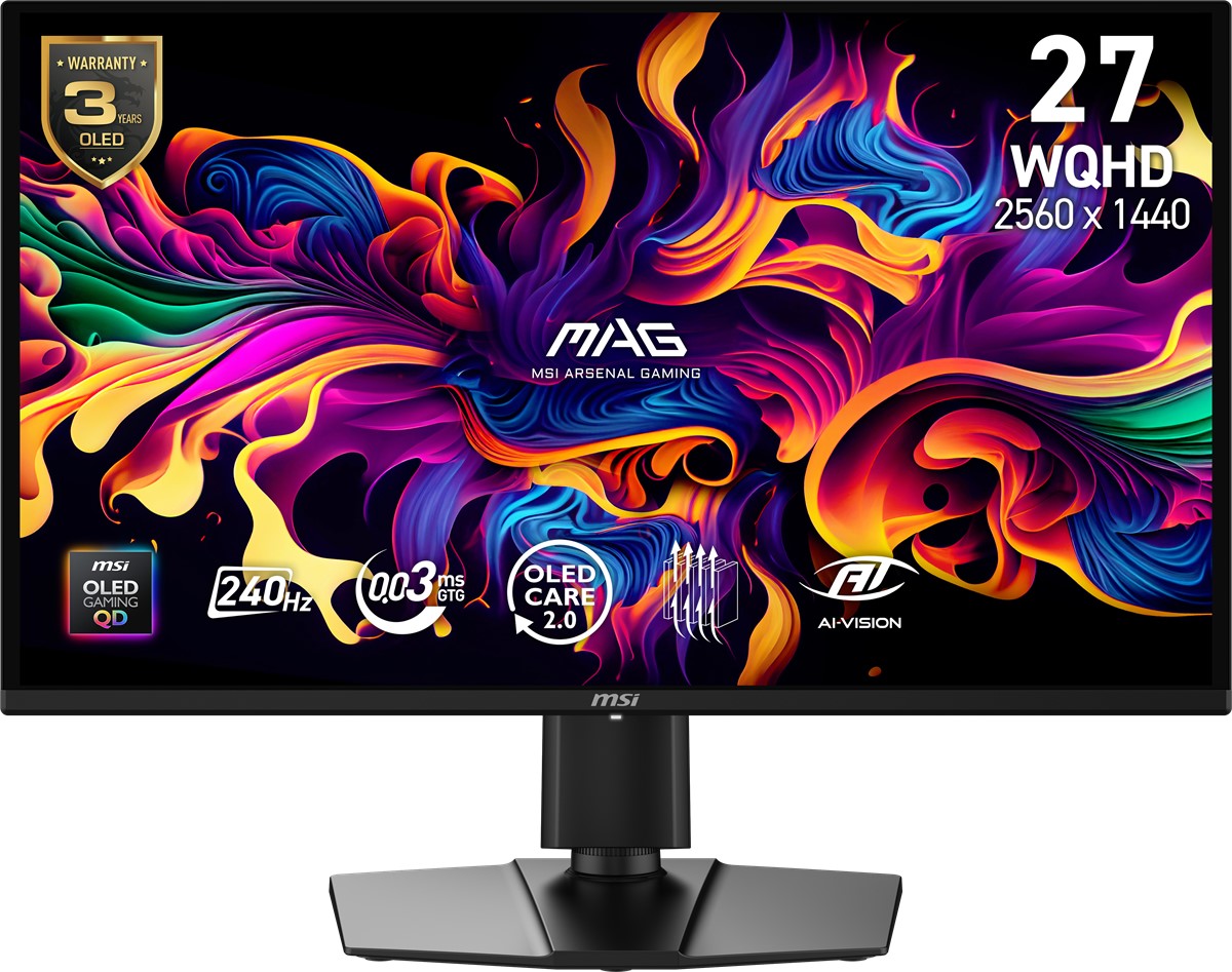 MSI 26.5 MAG 274QP QD-OLED X24 2560x1440 (WQHD) 16:9 FLAT QD-OLED 240HZ 0.03MS FREESYNC PREMIUM PIVOT GAMING MONITOR