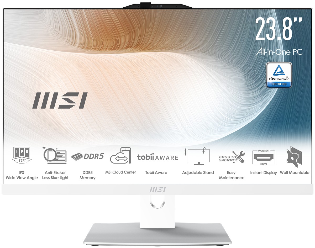 MSI MODERN AM242P 1M-2288EU 23.8 FHD 16:9 (1920X1080) CORE 7 150U 16GB DDR5 512GB SSD FDOS BEYAZ AIO PC