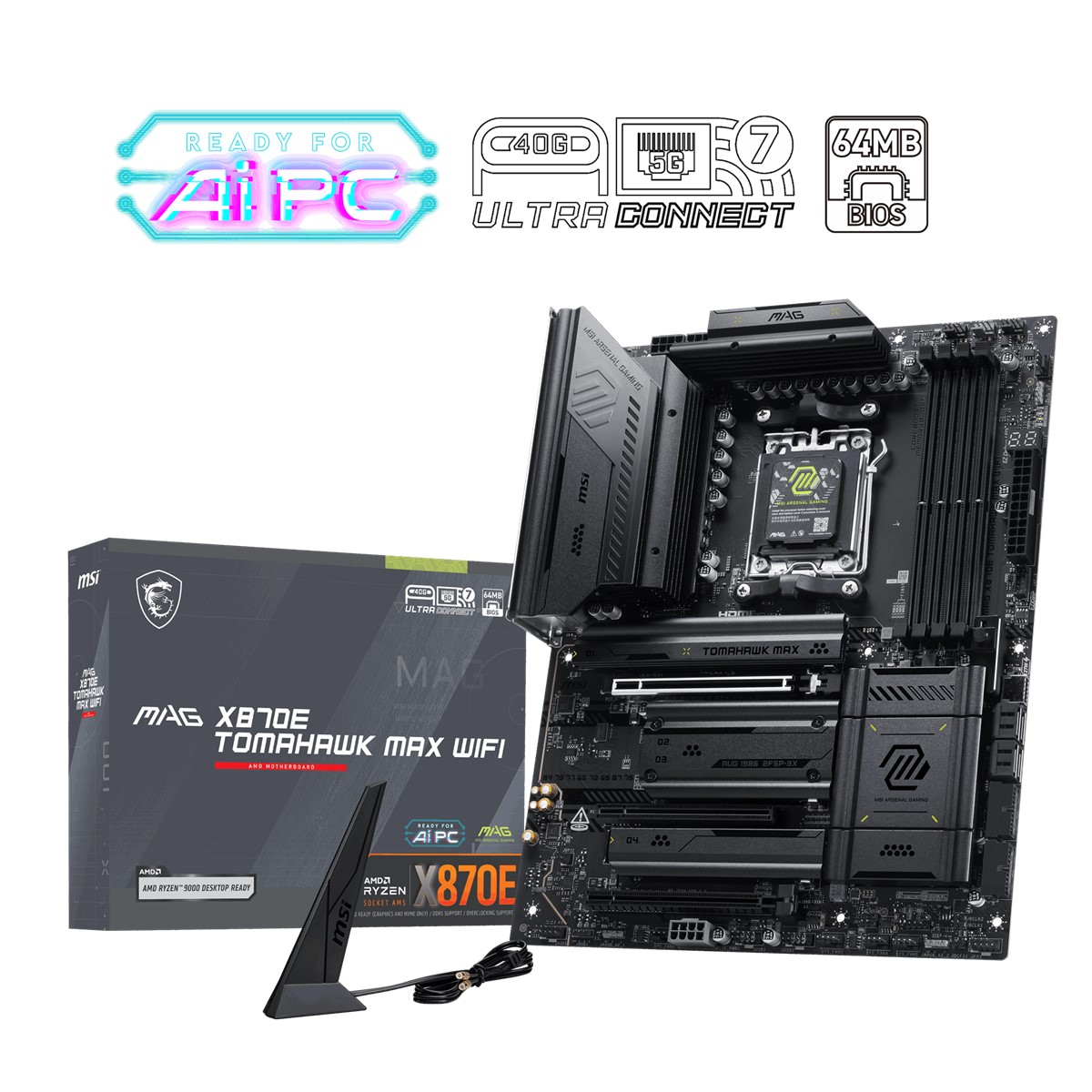 MSI MB MAG X870E TOMAHAWK MAX WIFI AM5 DDR5 8400MHZ(OC) USB4 4x M.2 HDMI  2x Type-C DP 5G LAN WIFI 7 RGB ATX