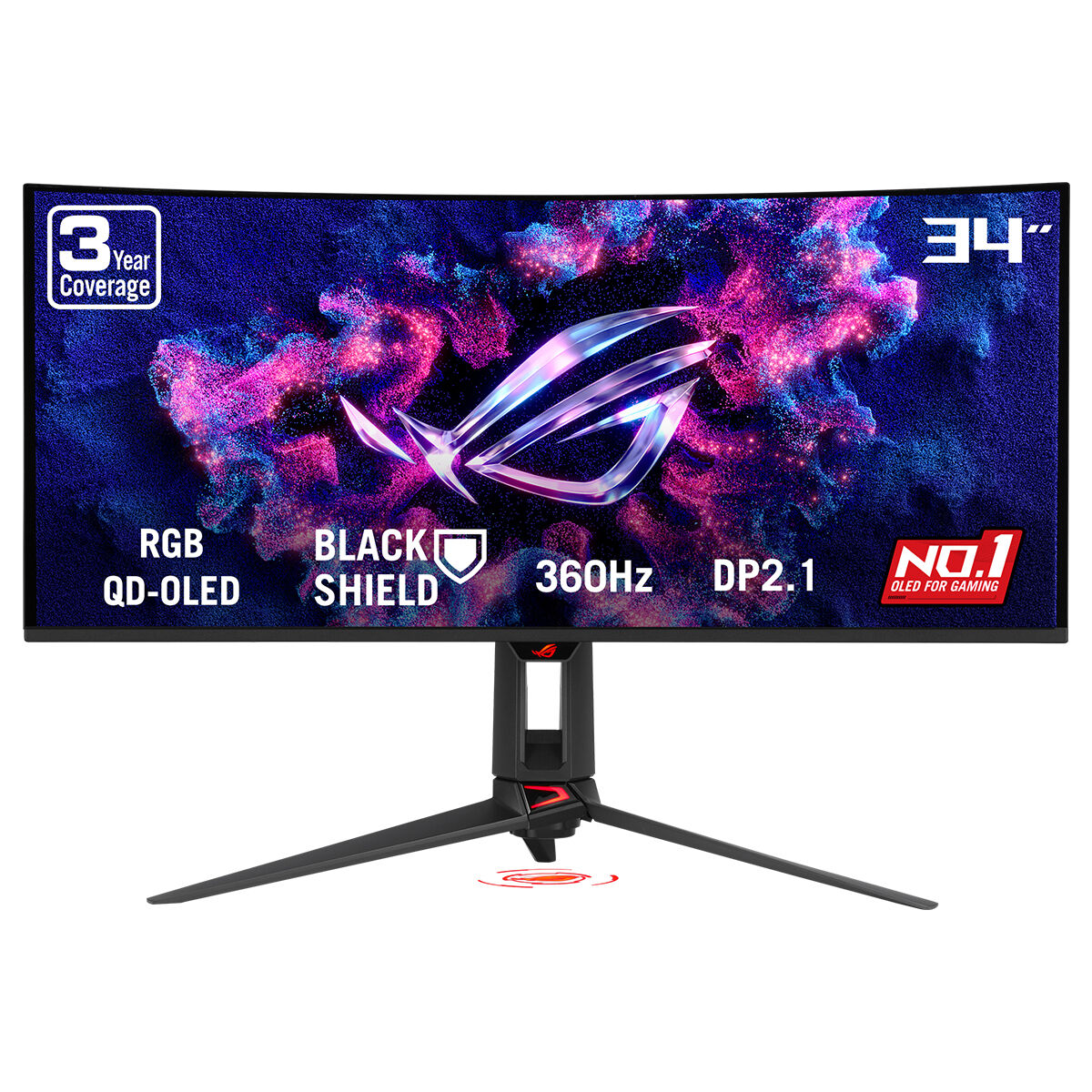 ASUS ROG SWIFT PG34WCDN 34 RGB QD-OLED KAVİSLİ  FREESYNC VE GSYNC UYUMLU 3440x1440 0.03ms 360Hz 1300cd(HDR max) DP HDMI USB-C USB YOK VESA 3YIL OLED CARE PRO  YAKINLIK SENSÖRÜ(NEO PROXIMITY SENSOR)  HDR YÜKSEKLİK AYARLI PD90 W MONİTÖR