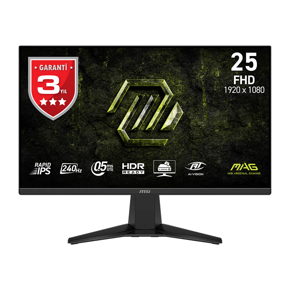 MSI 24.5 MAG 255F X24 1920x1080 (FHD) 16:9 FLAT RAPID IPS 240Hz 0.5MS (GtG Min.) ADAPTIVE-SYNC GAMING MONITOR