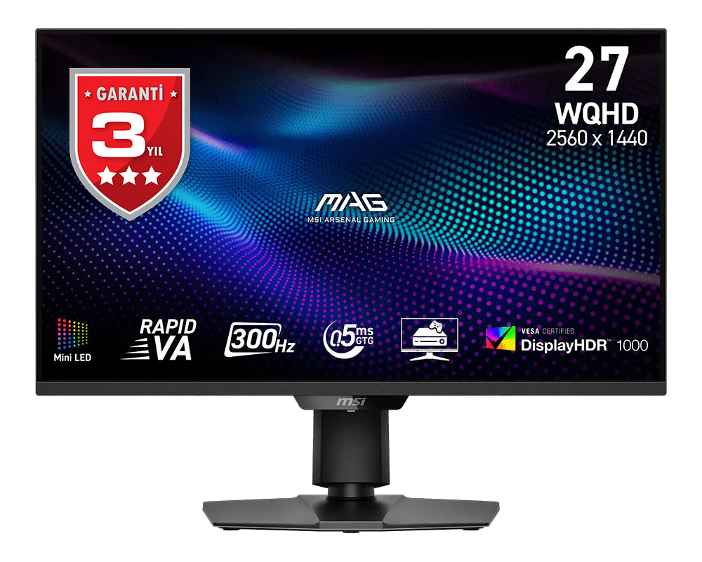 MSI 27 MAG 274QPF X30MV 2560x1440 (WQHD) 16:9 FLAT RAPID VA Mini-LED 300HZ 0.5MS (Min.) ADAPTIVE-SYNC PIVOT GAMING MONITOR