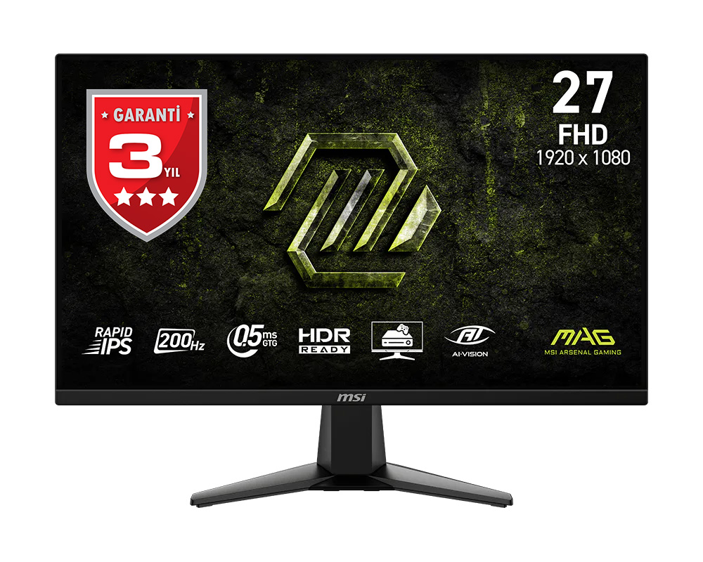MSI 27 MAG 275F E20 1920x1080 (FHD) 16:9 FLAT RAPID IPS 200HZ 0.5MS (Min.) ADAPTIVE-SYNC GAMING MONITOR