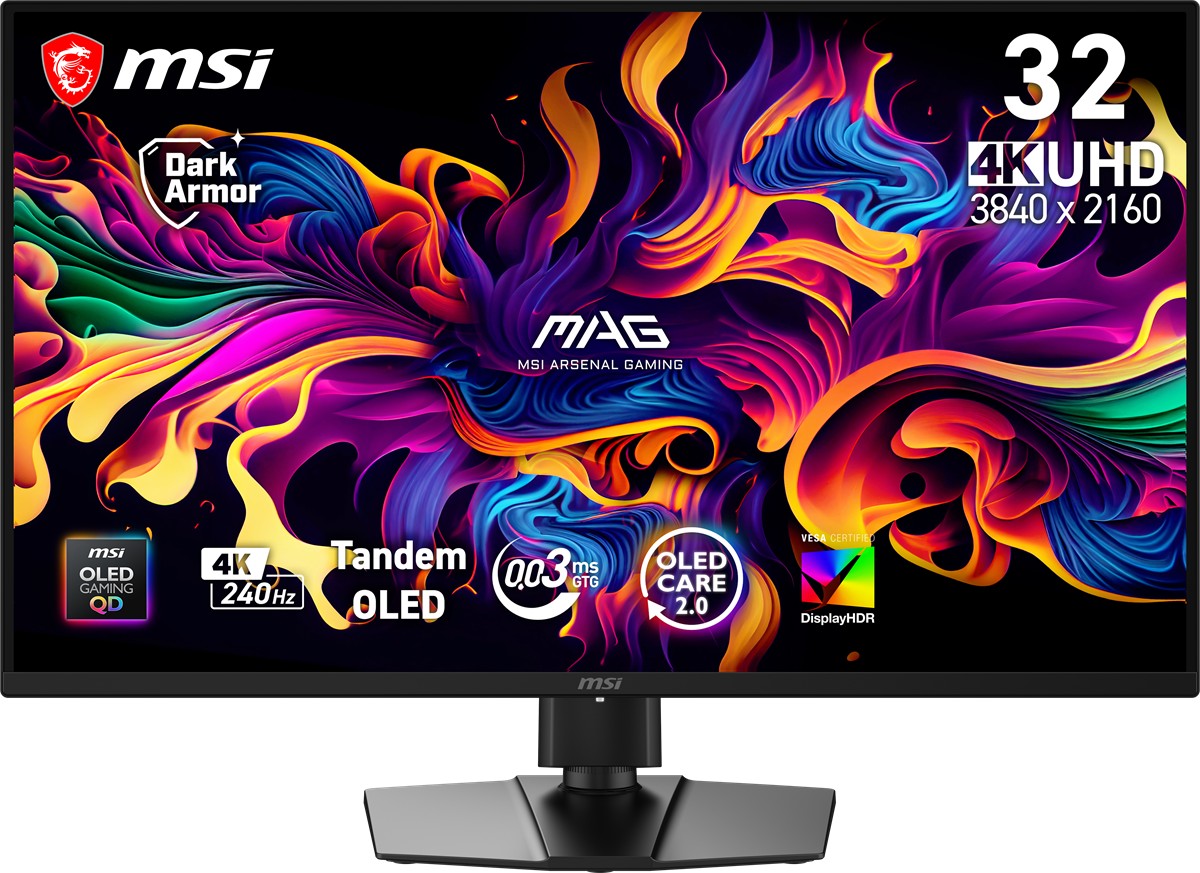 MSI 31.5 MAG 321UP QD-OLED X24 3840 x 2160 (UHD) 16:9 FLAT QD-OLED 240HZ 0.03MS FREESYNC PREMIUM PRO PIVOT GAMING MONITOR