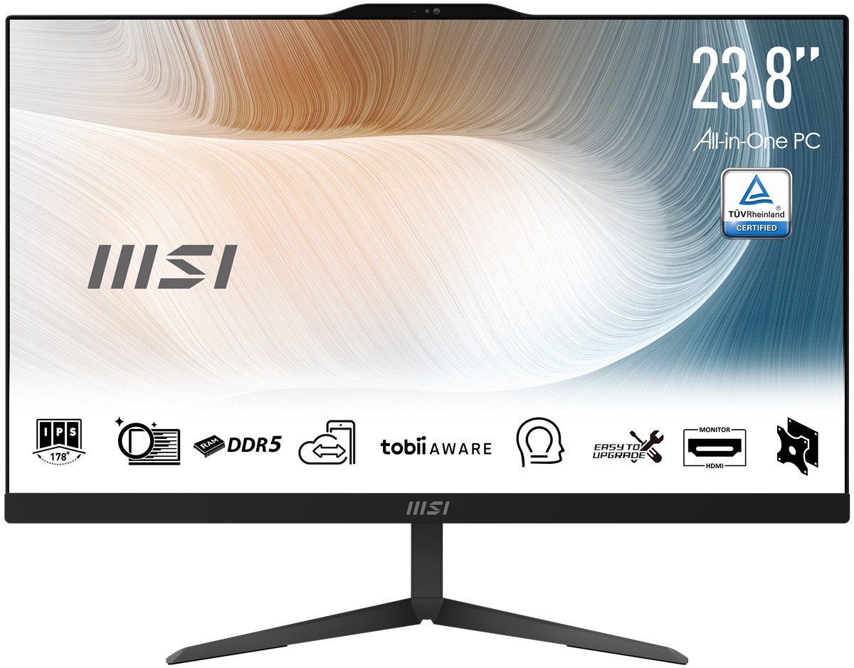 MSI MODERN AM242 1M-2268XEU 24 FHD 16:9 (1920X1080) CORE 5 120U 8GB DDR5 512GB SSD FDOS SIYAH AIO PC