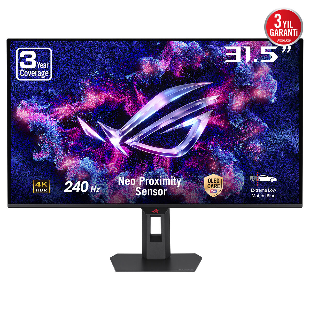 ASUS ROG STRIX XG32UQDMS 27 QD-OLED 3840x2160 0.03ms 240Hz 1300cd(HDR max) DP HDMI USB YOK VESA 3YIL OLED CARE PRO YAKINLIK SENSÖRÜ(NEO PROXIMITY SENSOR)  ELMB  G-SYNC UYUMLULUĞU  %99 DCI-P3 YÜKSEKLİK AYARLI MONİTÖR