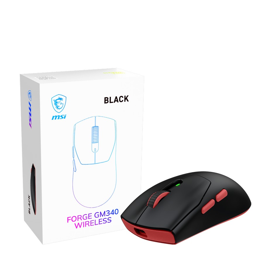 MSI GG FORGE GM340 W BLACK GAMING MOUSE MAX 12000 DPI 57GR KABLOSUZ OPTIK SENSOR OYUNCU FARESI