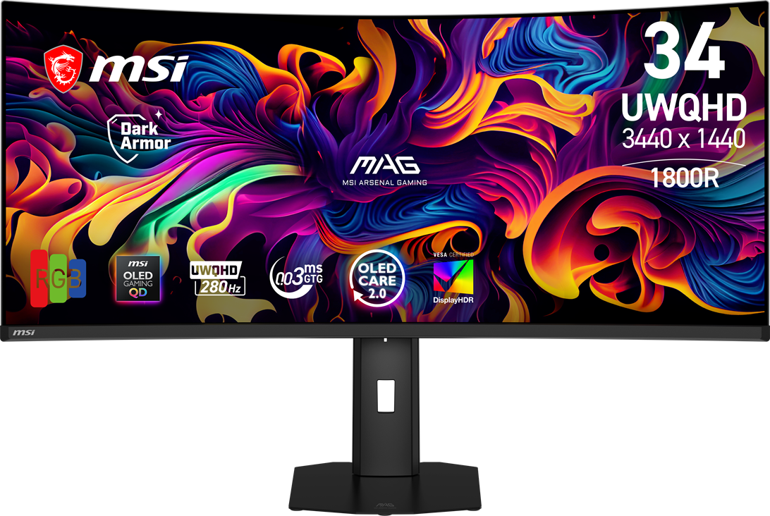 MSI 34.18 MAG 341CQP QD-OLED X28 3440x1440 21:9 CURVE 1800R QD-OLED 280HZ 0.03MS (GtG) FREESYNC PREMIUM PRO GAMING MONITOR