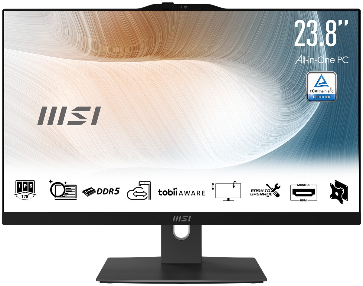 MSI MODERN AM242P 1M-2269XEU 23.8 FHD 16:9 (1920X1080) CORE 5 120U 8GB DDR5 512GB SSD FDOS SIYAH AIO PC